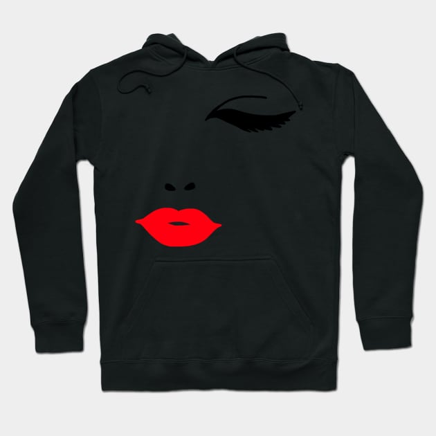 Sexy Red Lips & Lashes Face Hoodie by faiiryliite